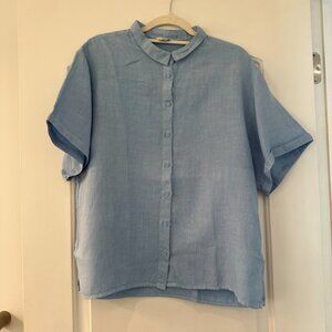 Penn & Ink N.Y. linen short sleeve blouse size 36 or M